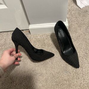 Aldo Black High Heeled Studded Pumps